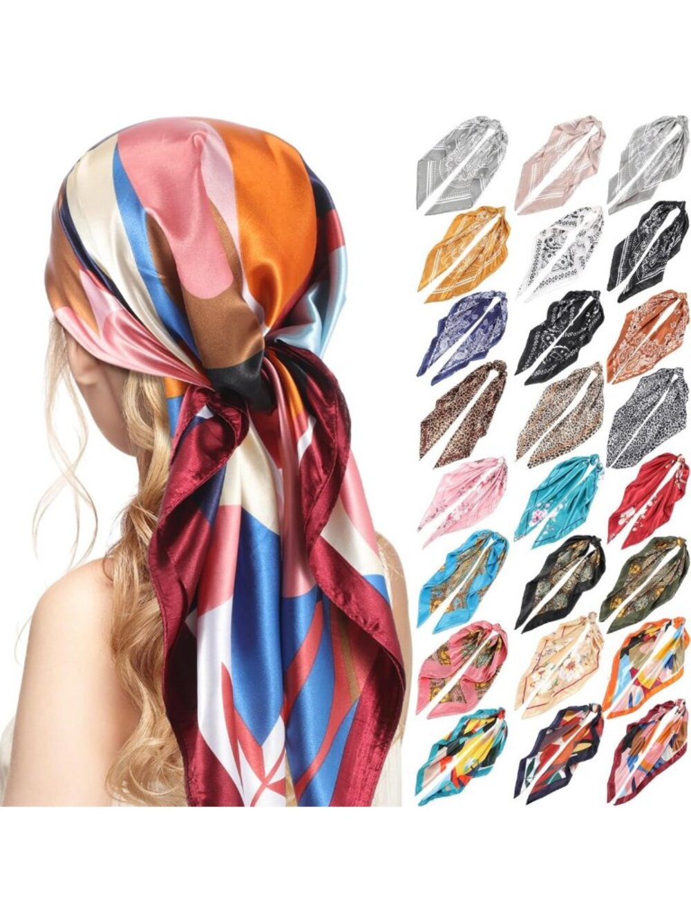 35 Inch Silk Head Scarves for Women - Lightweight, Stylish, Versatile Hair